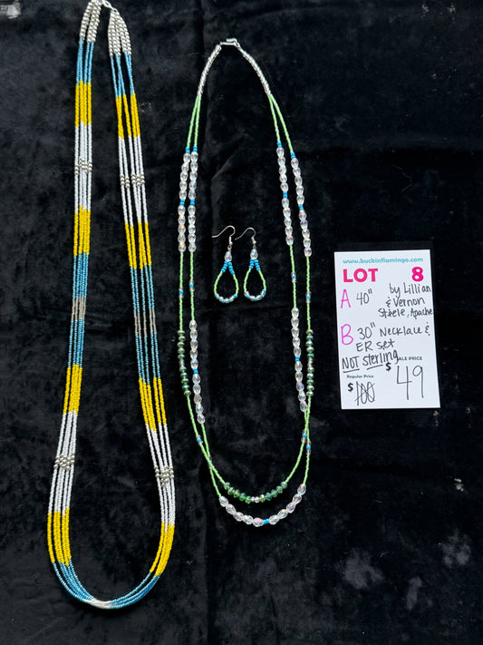 LOT 8 B 7/5 30” Necklace and Earring Set by Lillian & Vernon Steele, Apache