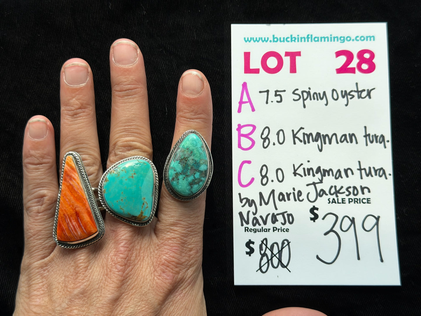 LOT 28 B 7/5 8.0 Kingman Turquoise by Marie Jackson, Navajo