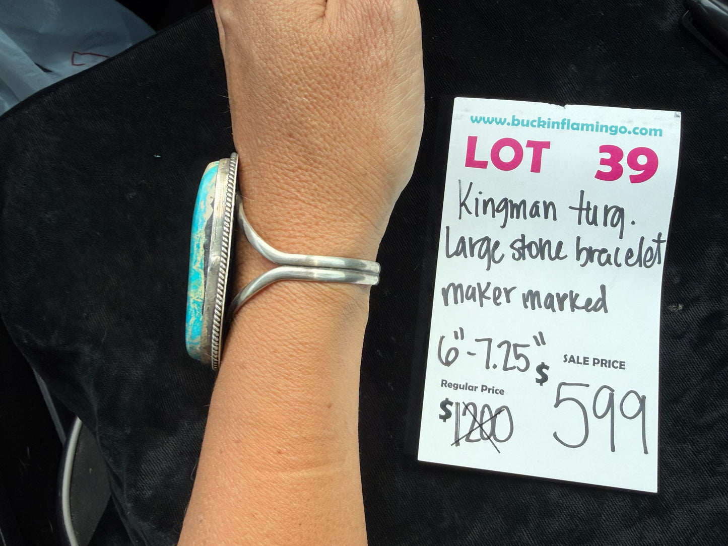 LOT 39 7/5 Kingman Turquoise Large Stone Bracelet Maker Marked 6”-7.5”