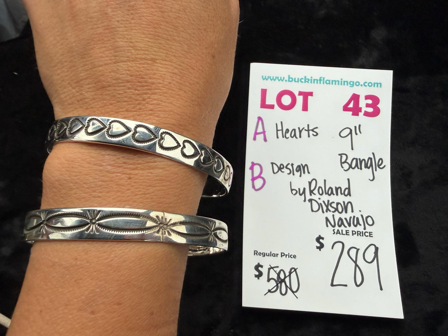 LOT 43 A 7/5 Hearts 9” Bangle by Roland Dixson, Navajo