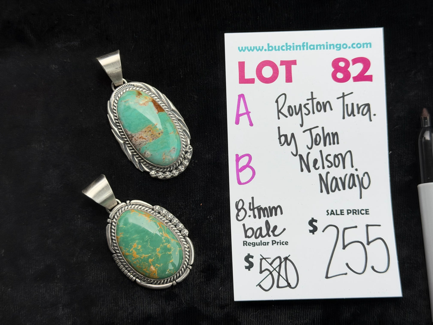 LOT 82 A 7/5 Royston Turquoise by John Nelson, Navajo 8.4mm Bale