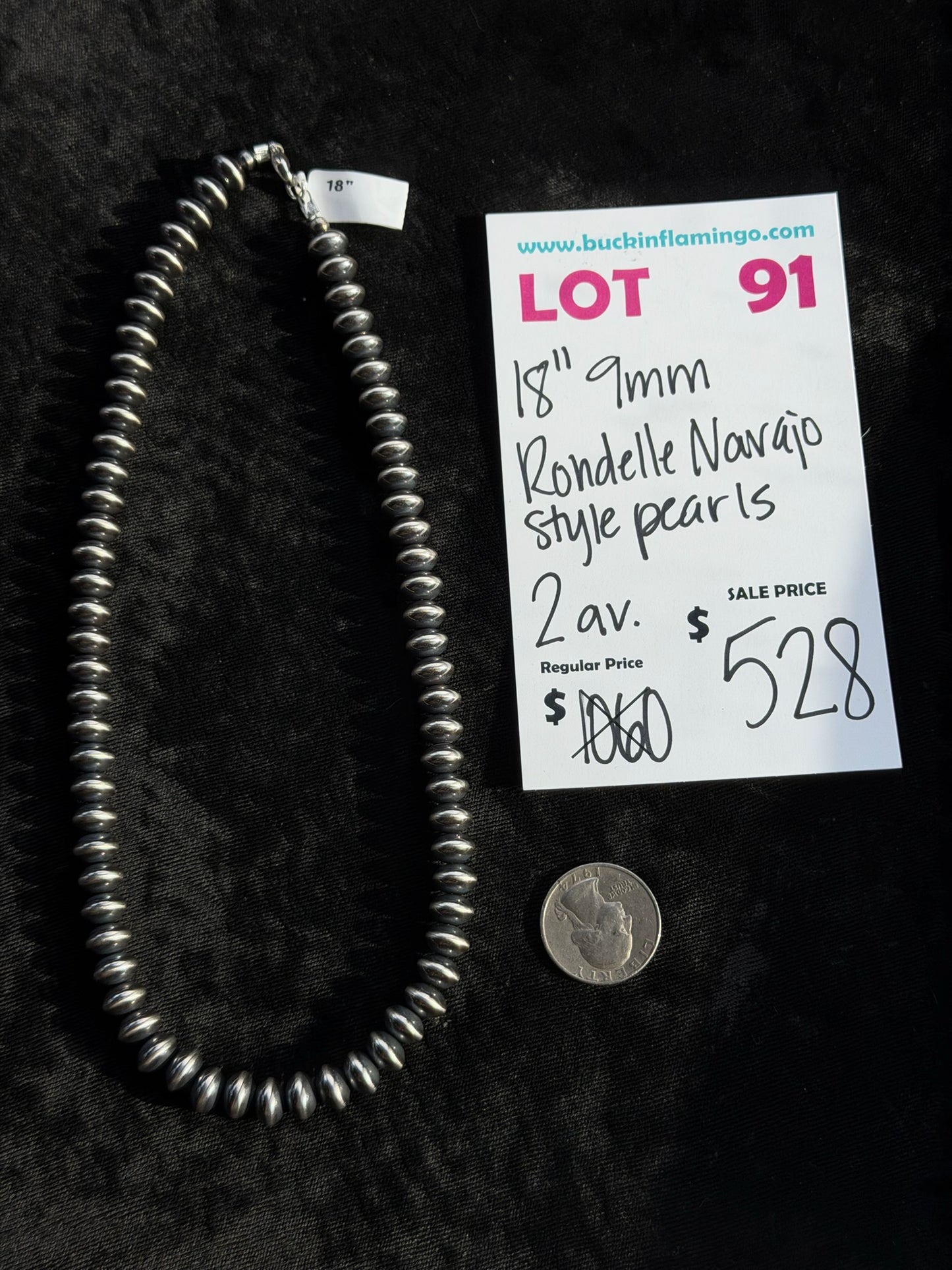 LOT 91 7/5 18” 9mm Rondelle Navajo Style Pearls