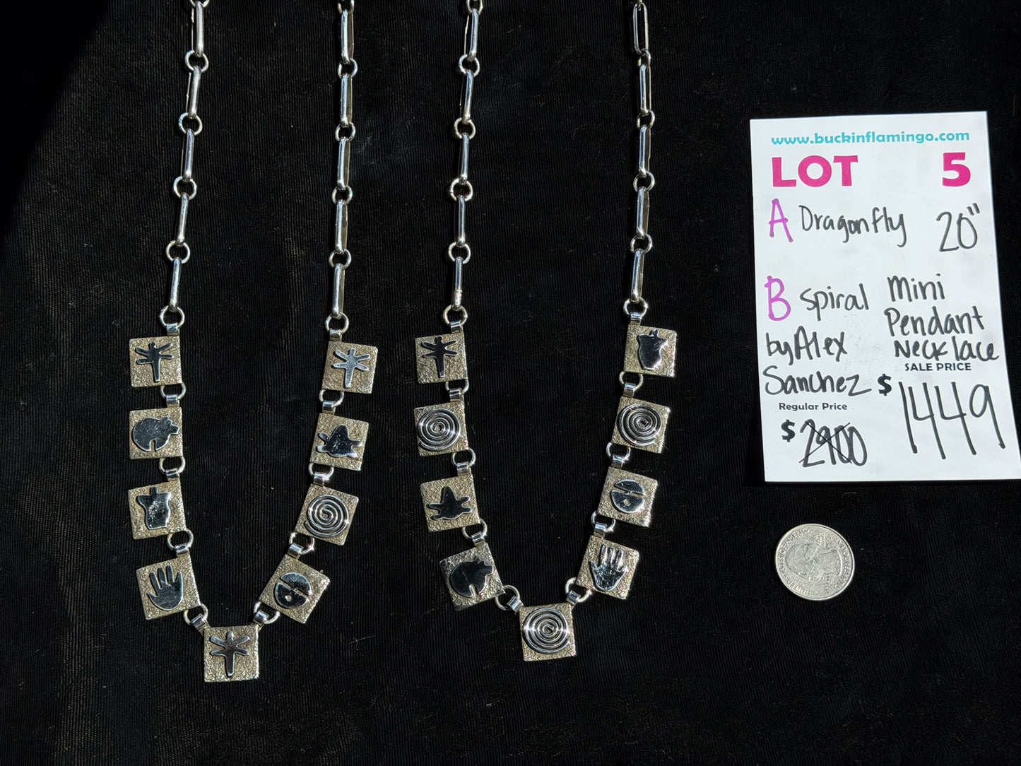 LOT 5 A 7/12 Dragonfly Mini Pendant Necklace 20” by Alex Sanchez