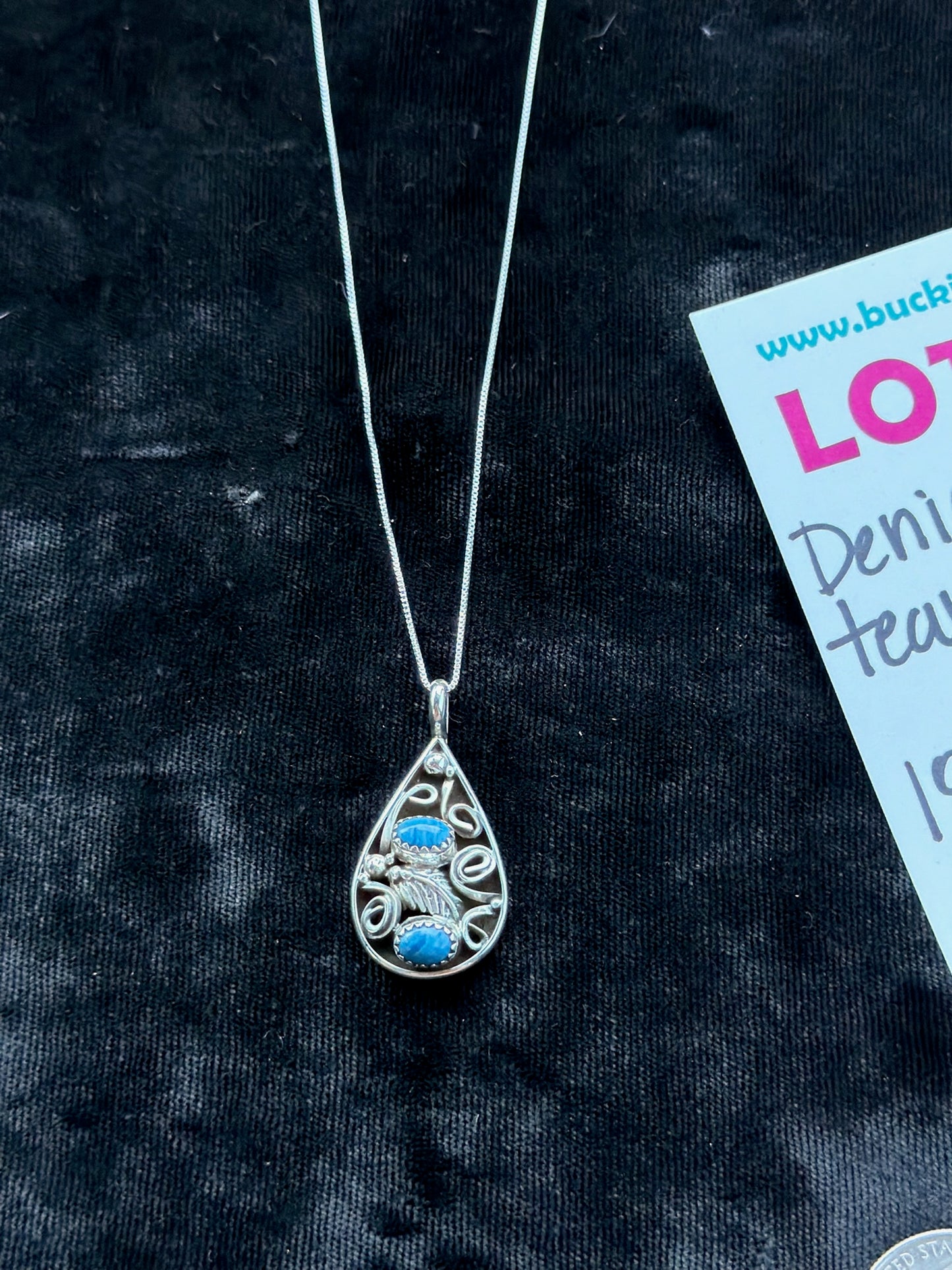 LOT 12 7/12 Denim Lapis Teardrop Pendants on 18” 3.8mm bail