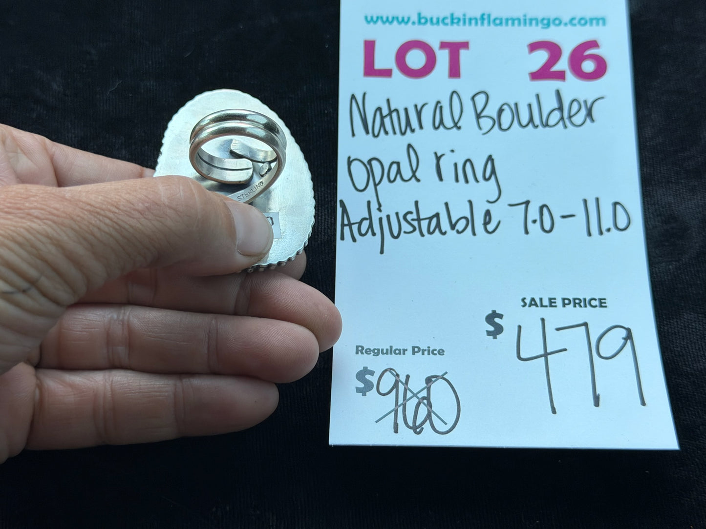 LOT 26 7/12 Natural Boulder Opal Ring Adjustable 7.0-11.0