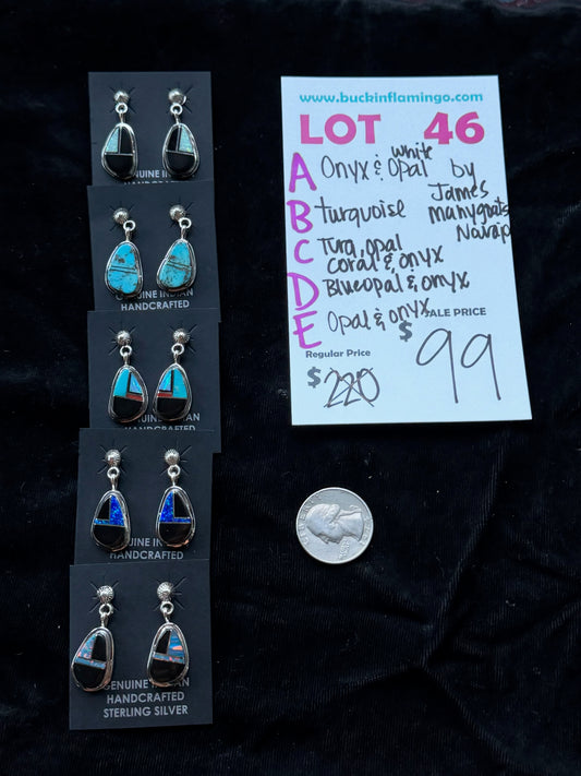 LOT 46 E 7/12 Opal and Onyx by James Manygoats, Navajo
