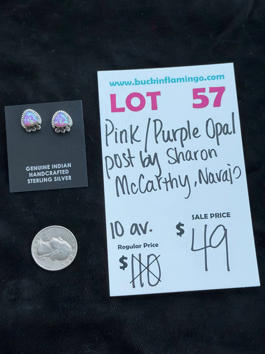 LOT 57 7/12 Pink/Purple Opal Post by Sharon McCarthy, Navajo