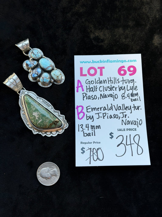 LOT 69 B 7/12 Emerald Valley Turquoise by J. Piaso, Jr. Navajo