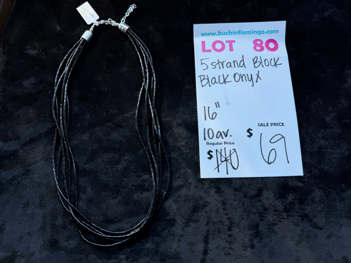 LOT 80 7/12 5 Strand Block Black Onyx 16”