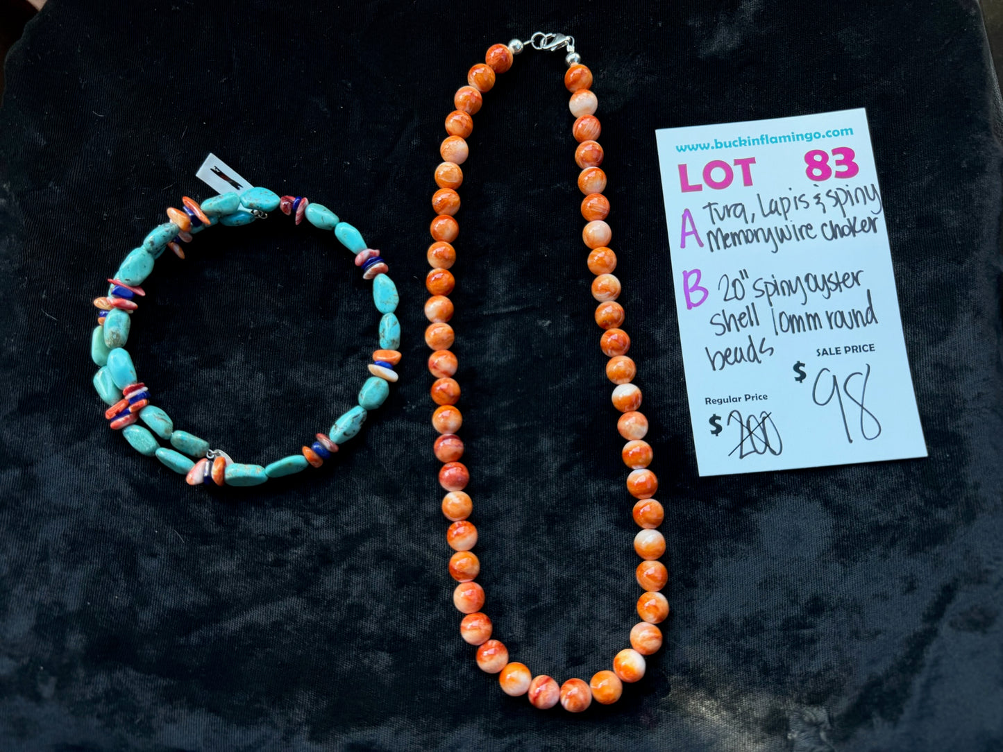 LOT 83 A 7/12 Turquoise, Lapis & Spiny MemoryWire Choker