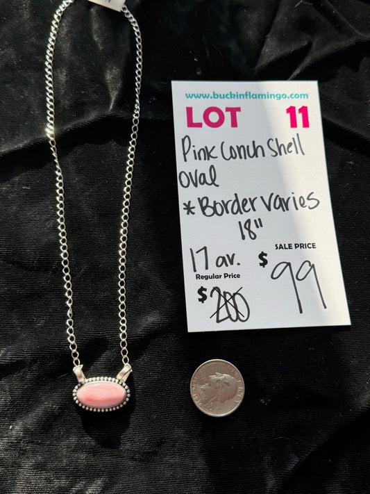 LOT 11 7/18 Pink Conch Shell Oval 18”