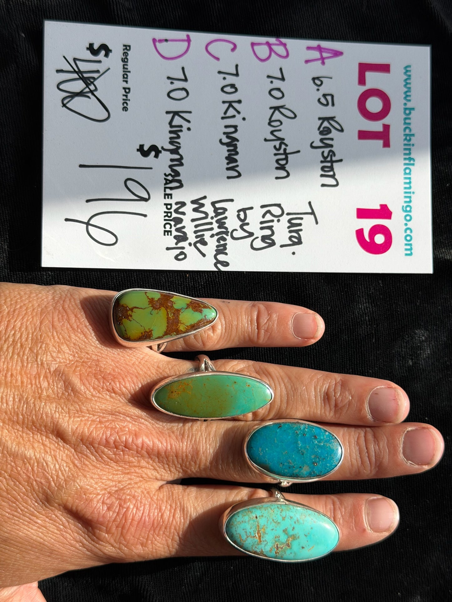 LOT 19 B 7/18 7.0 Royston Turquoise Ring by Lawrence Willie, Navajo