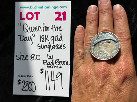 LOT 21 7/18 “Queen For The Day” 18l Gold Sunglasses Size 8.0 by Bad Bronc