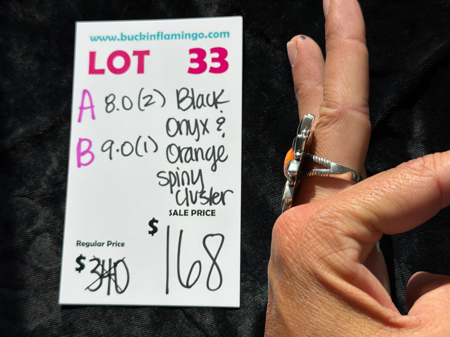 LOT 33 A 7/18 8.0 Black Onyx & Orange Spiny Cluster