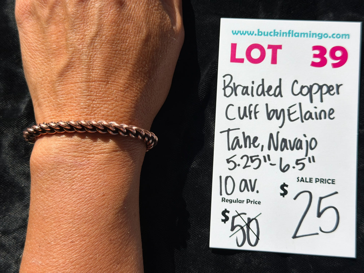 LOT 39 7/18 Braided Copper Cuff by Elaine Tahe, Navajo