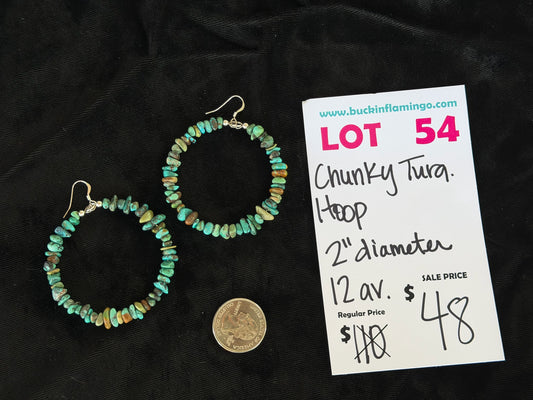 LOT 54 7/18 Chunk Turquoise Hoop 2” Diameter