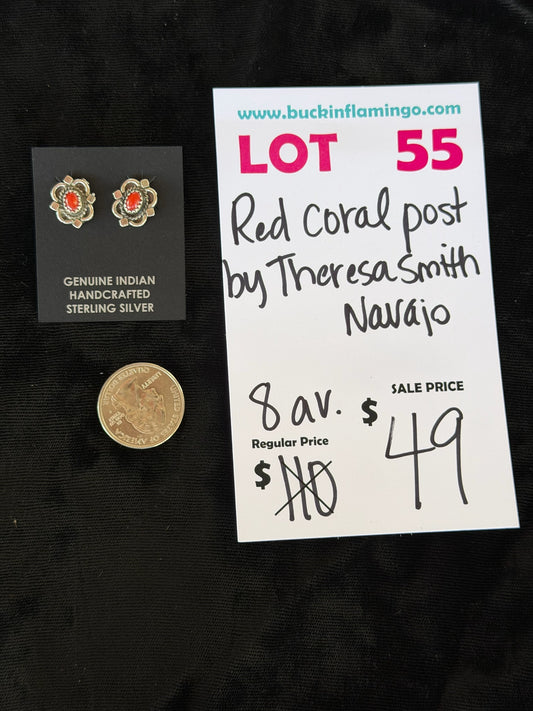 LOT 55 7/18 Red Coral Post by Theresa Smith, Navajo
