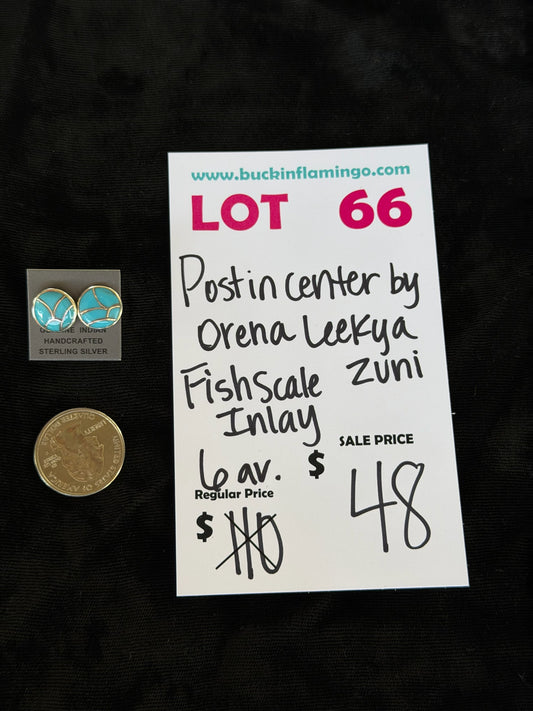 LOT 66 7/18 FishScale Inlay Post in Center by Orena Leekya, Zuni