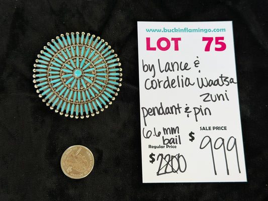 LOT 75 7/18 Pendant & Pin by Lance Cordelia Waata, Zuni