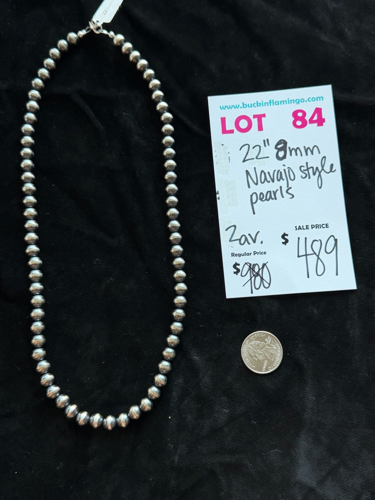 LOT 84 7/18 22” 8mm Navajo Style Pearls