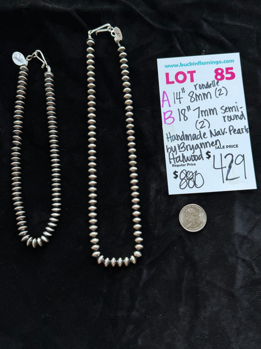 LOT 85 A 7/18 14” 8mm Rondelle Handmade Navajo Pearls by Bryannen Halwood