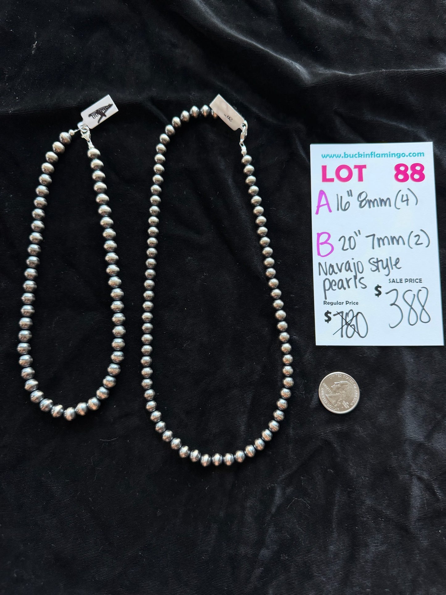 LOT 88 A 7/18 16” 8MM Navajo Style Pearls