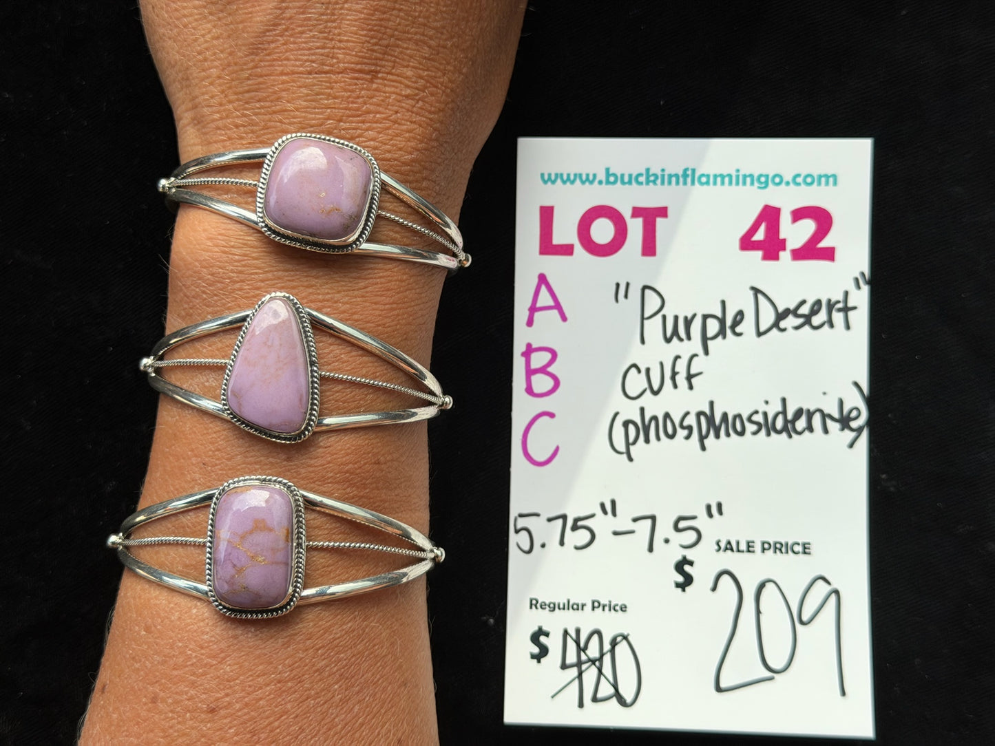 LOT 42 B 7/26 “Purple Desert” Cuff (Phosphosidederite)