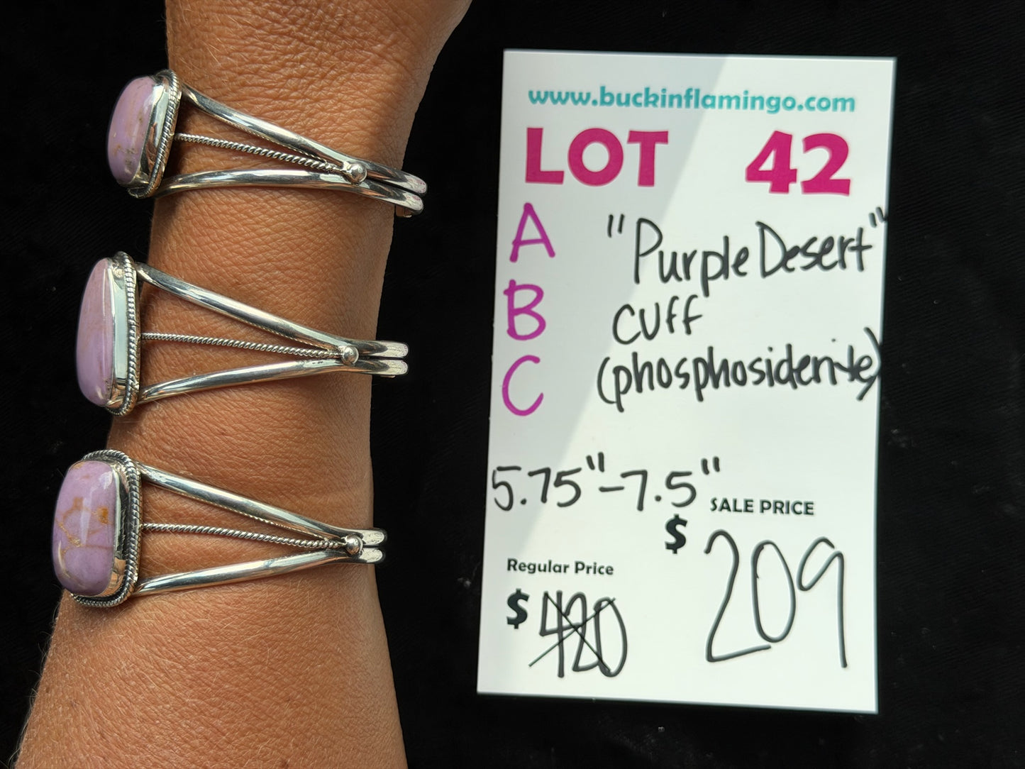 LOT 42 B 7/26 “Purple Desert” Cuff (Phosphosidederite)