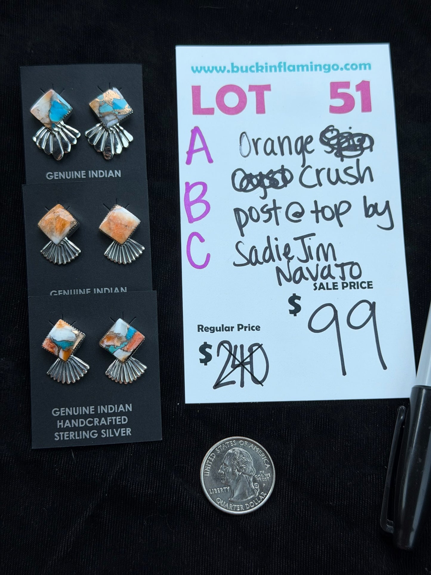 LOT 51 A 7/26 Orange Crush by Sadie Jim, Navajo