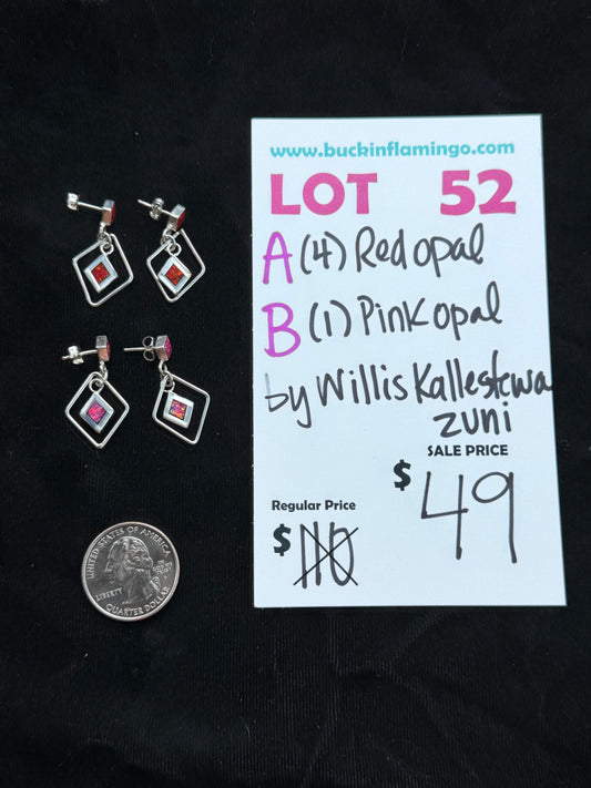 LOT 52 A 7/26 Red Opal by Willis Kallestewa, Zuni