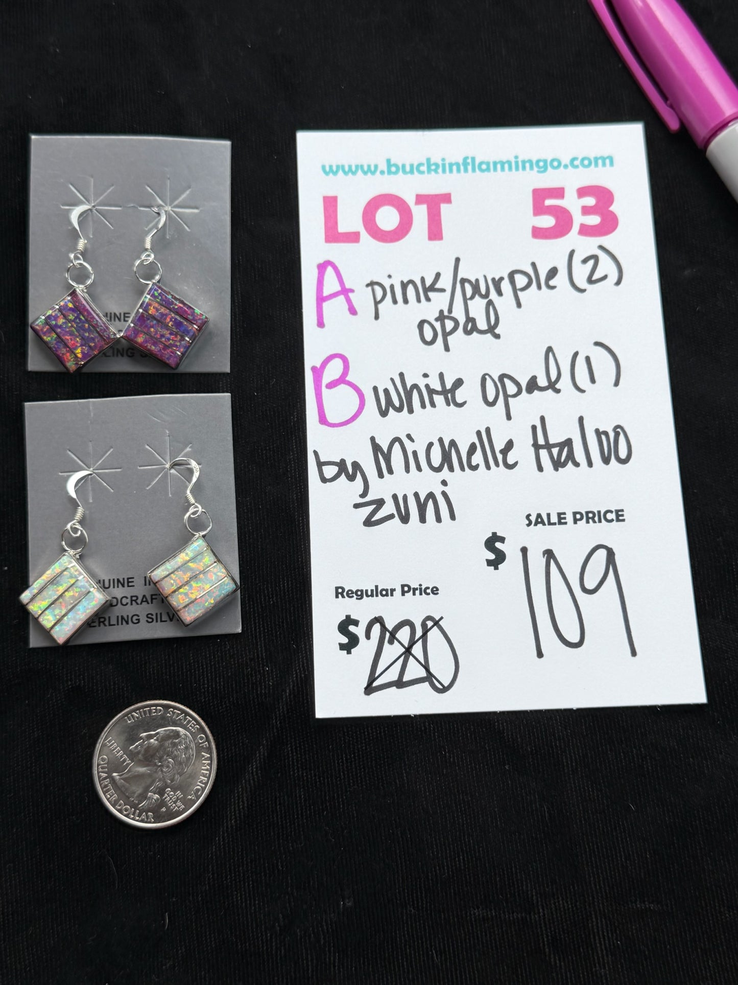 LOT 53 B 7/26 White Opal by Michelle Haloo, Zuni