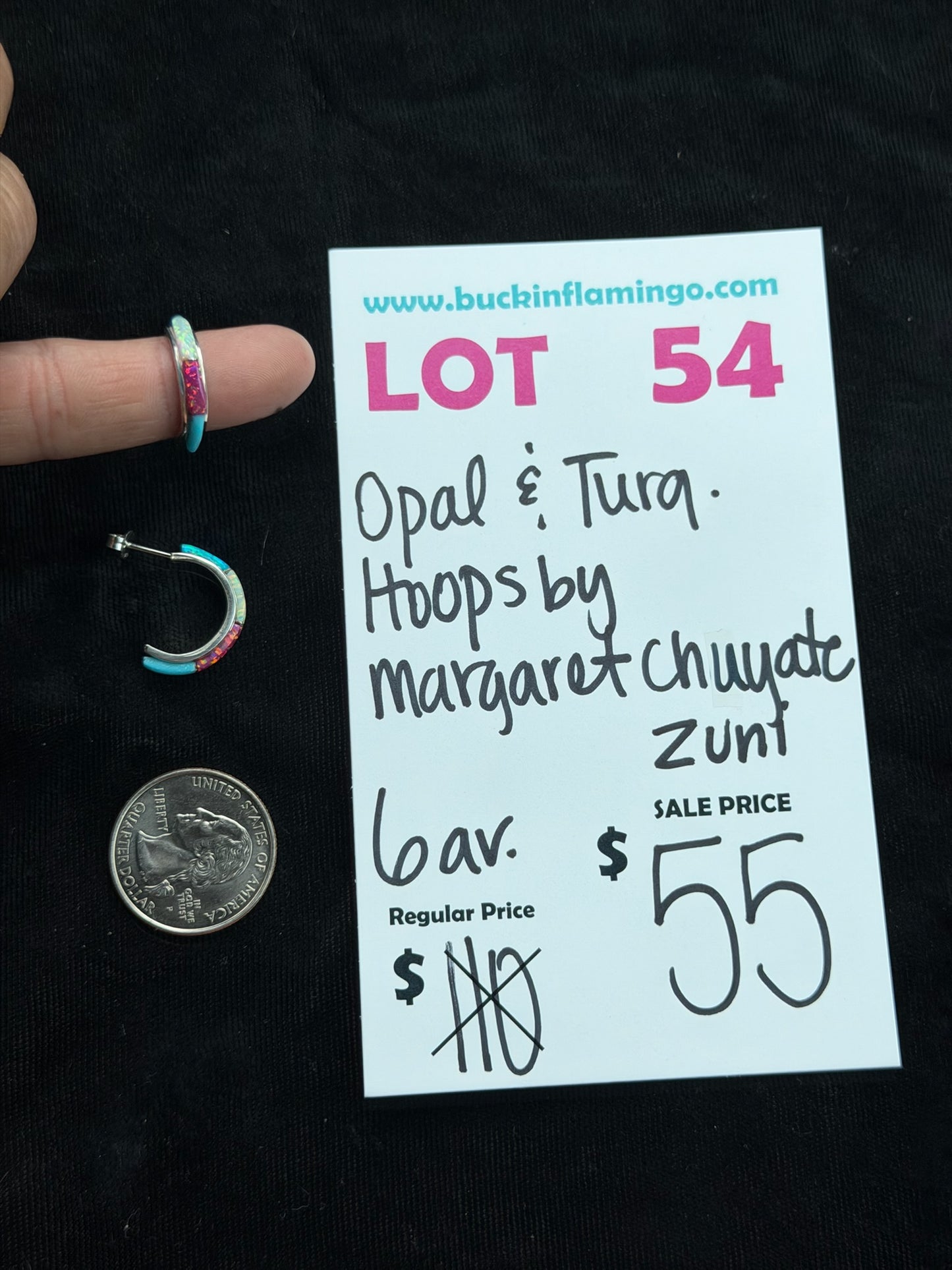 LOT 54 7/26 Opal & Turquoise Hoop by Margaret Chuyate, Zuni