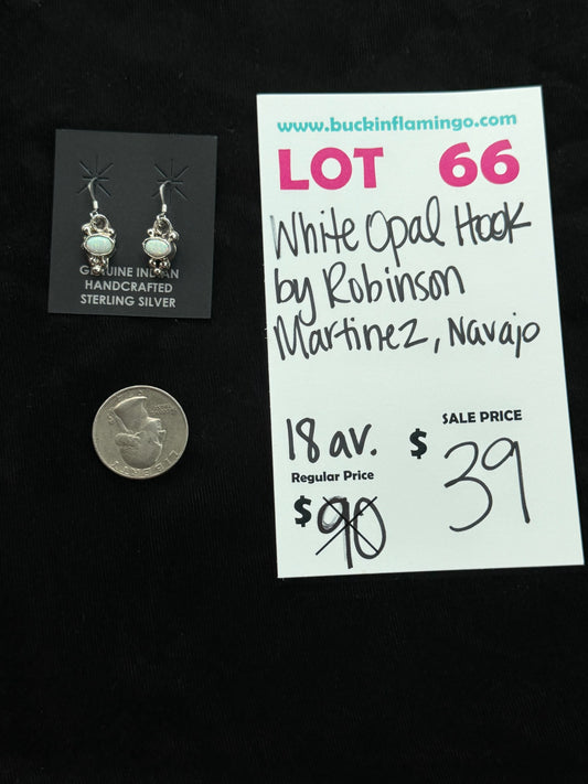 LOT 66 7/26 White Opal Hook by Robinson Martinez, Navajo