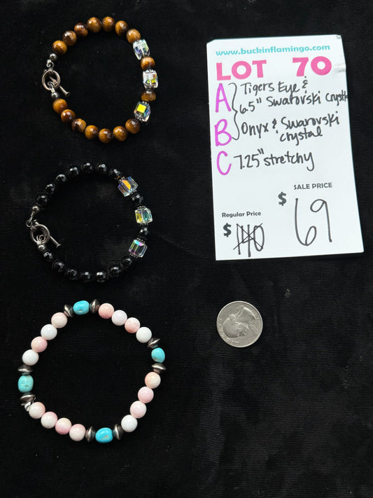 LOT 70 B 7/26 Onyx & Swarvoski Crystal 6.5”