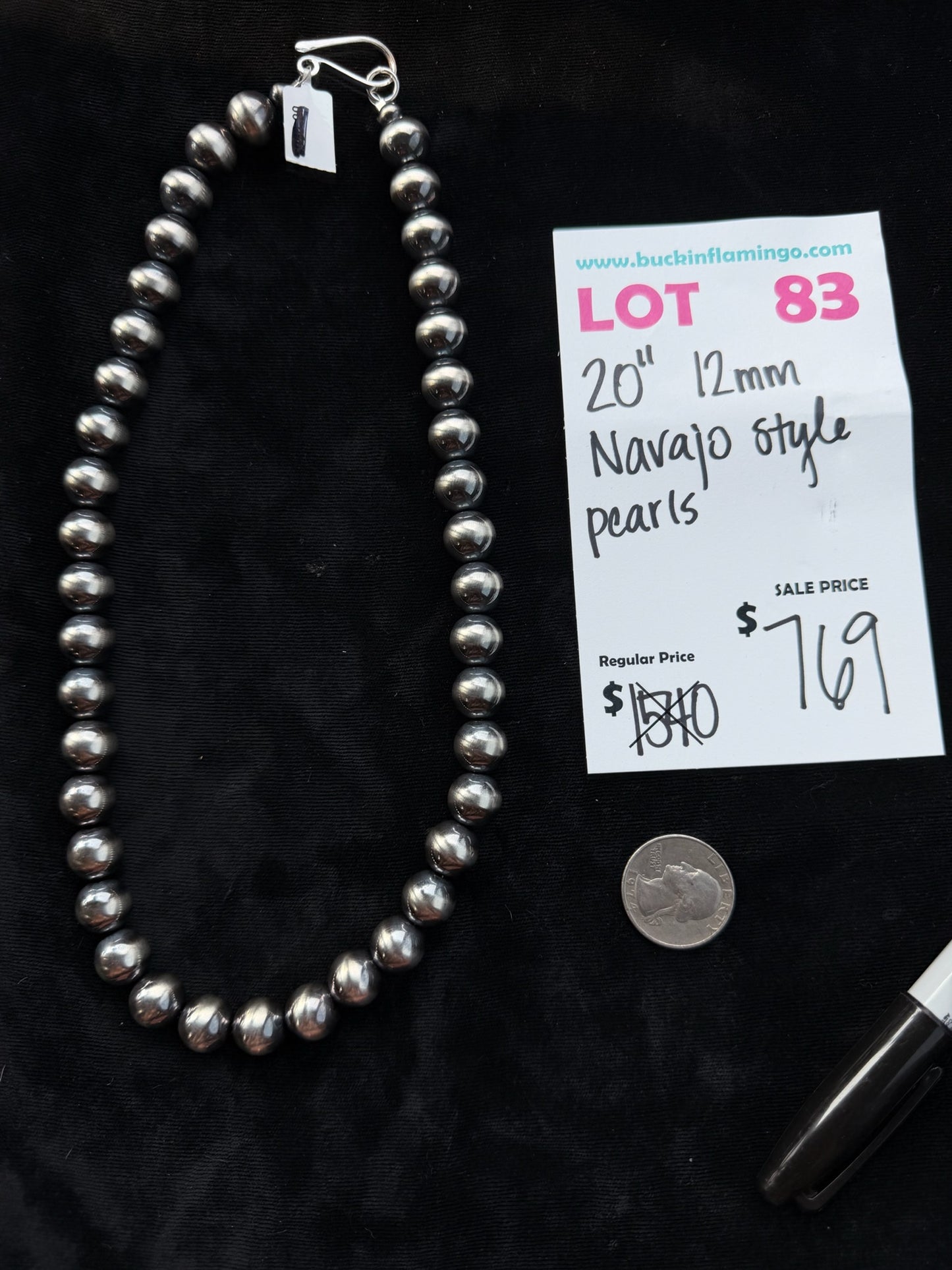 LOT 83 7/26 20” 12mm Navajo Style Pearls