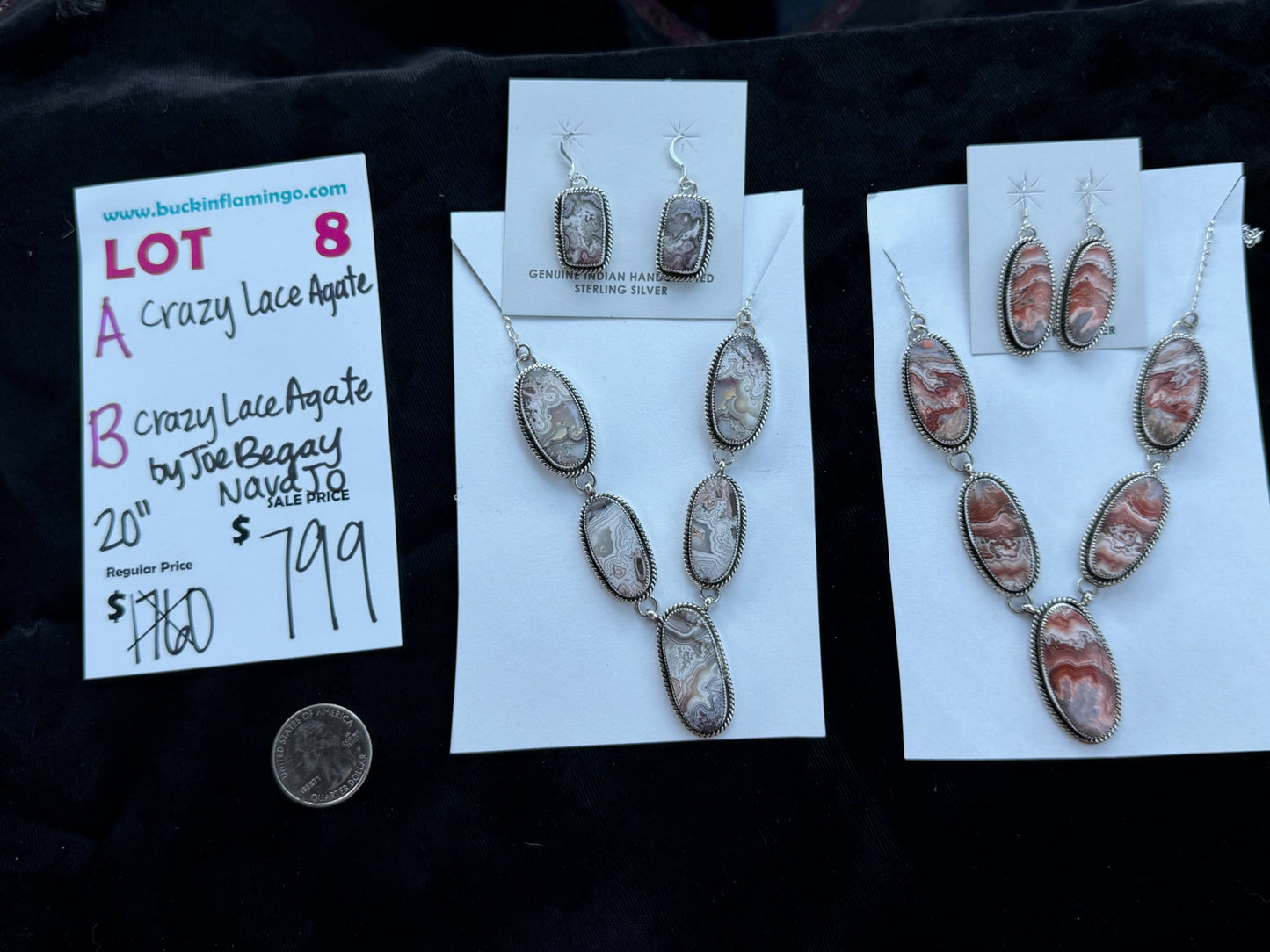 LOT 8 B 8/2 Crazy Lace Agate by Joe Begay, Navajo 20”