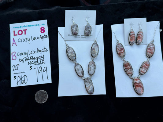 LOT 8 B 8/2 Crazy Lace Agate by Joe Begay, Navajo 20”
