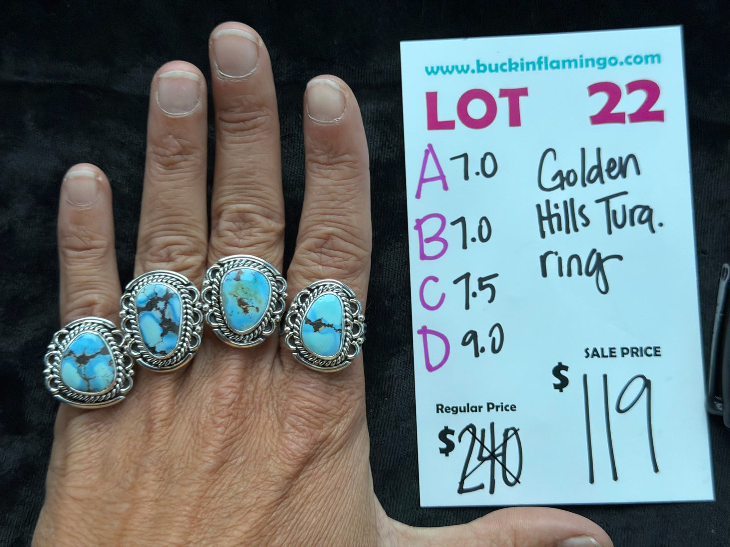 LOT 22 B 8/2 7.0 Golden Hills Turquoise Ring