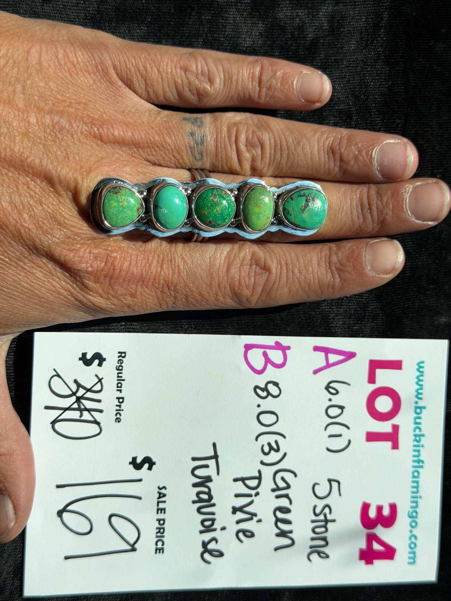 LOT 34 A 6.0 5 Stone Green Pixie Turquoise