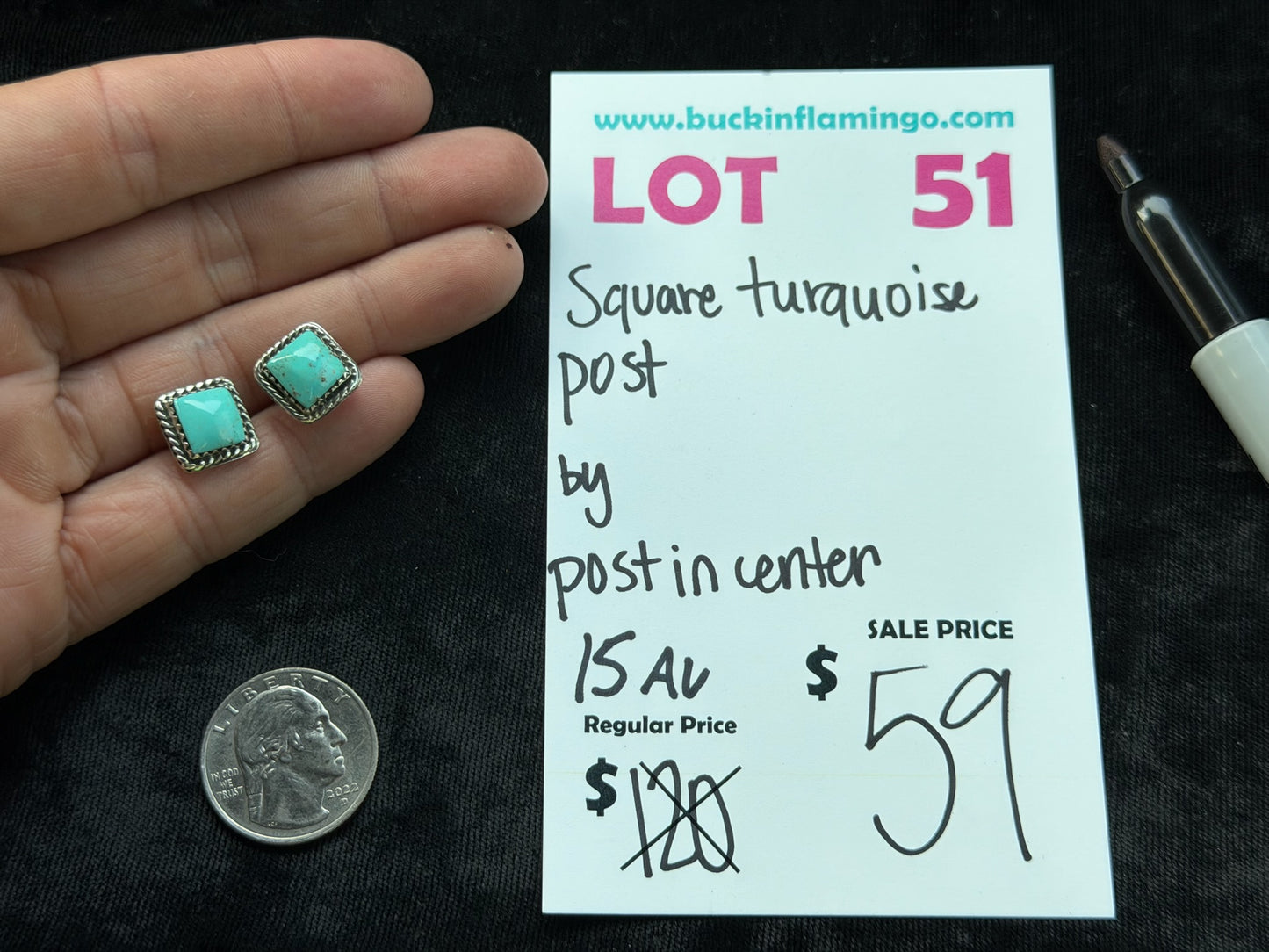 LOT 51 8/2 Square Turquoise Post in Center