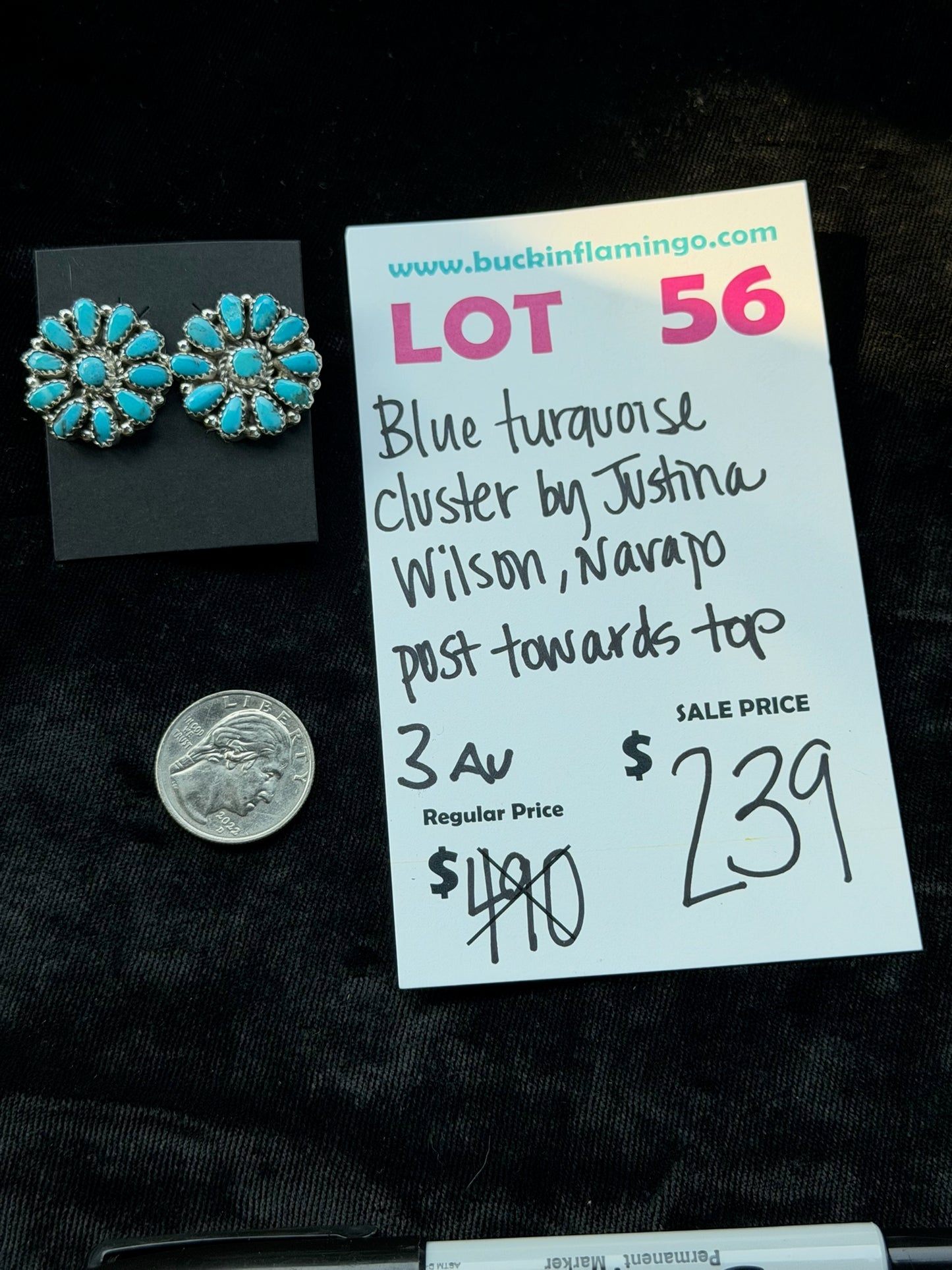 LOT 56 8/2 Blue Turquoise Cluster by Justina Wilson, Navajo