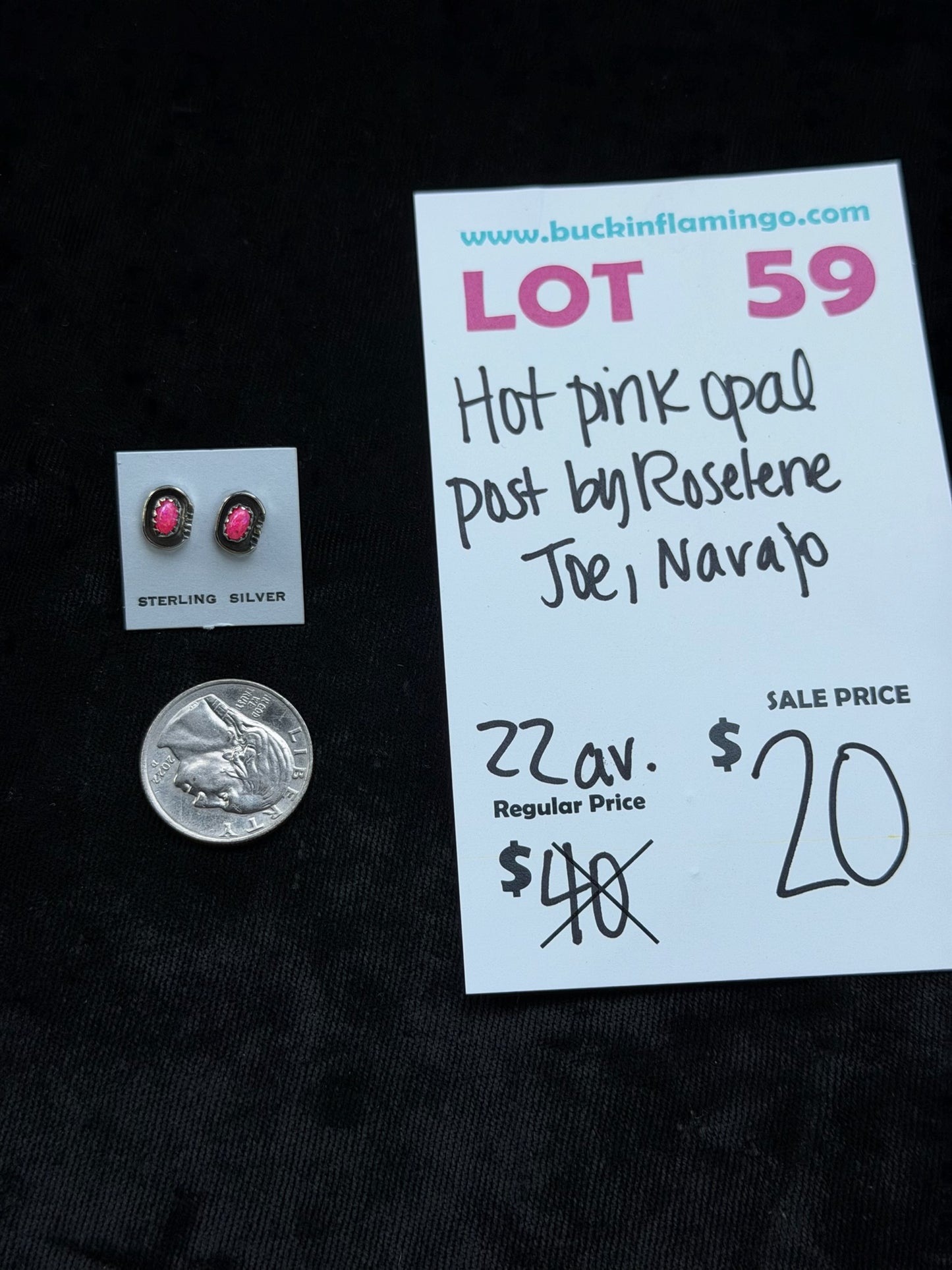 LOT 59 8/2 Hot Pink Opal post by Roselene Joe, Navajo