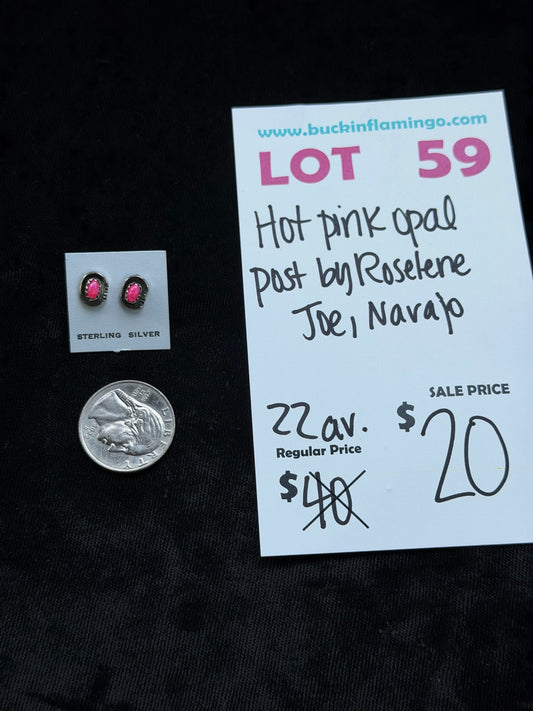 LOT 59 8/2 Hot Pink Opal post by Roselene Joe, Navajo