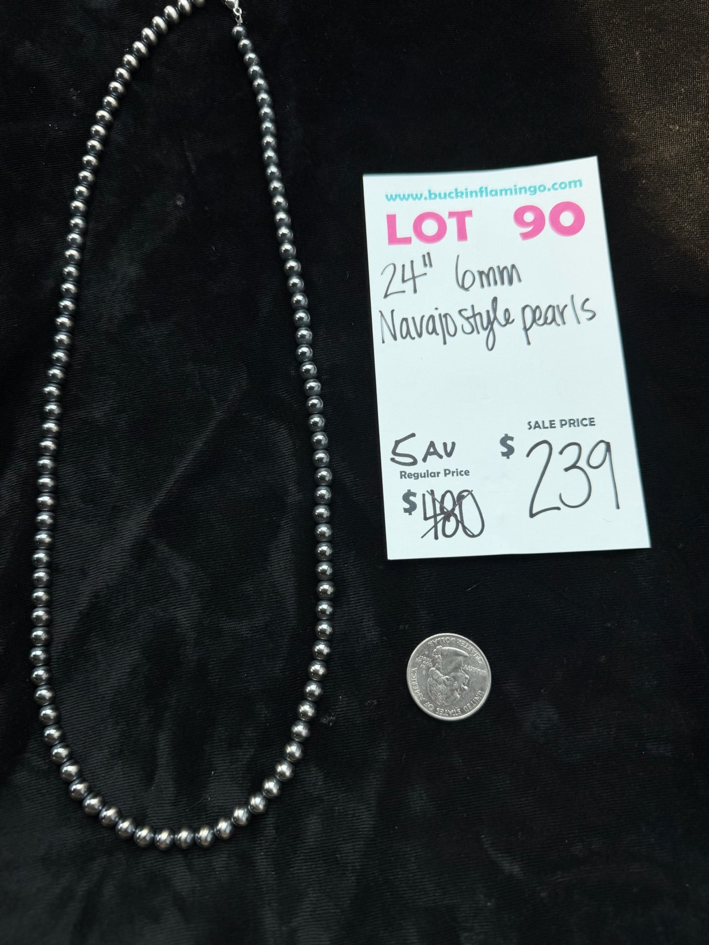 LOT 90 8/2 24” 6mm Navajo Style Pearls