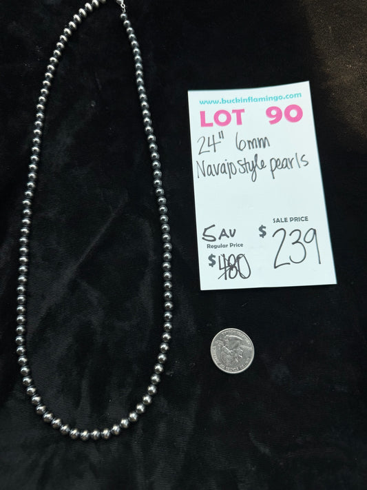 LOT 90 8/2 24” 6mm Navajo Style Pearls