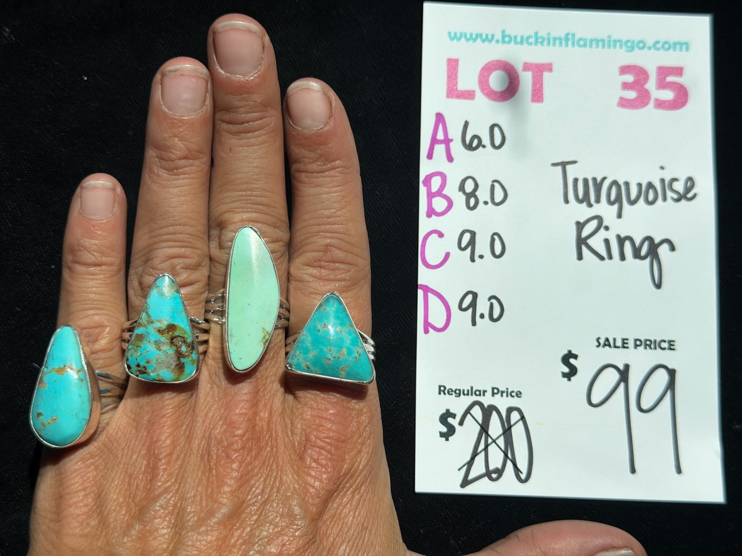 LOT 35 B 8/16 8.0 Turquoise Ring