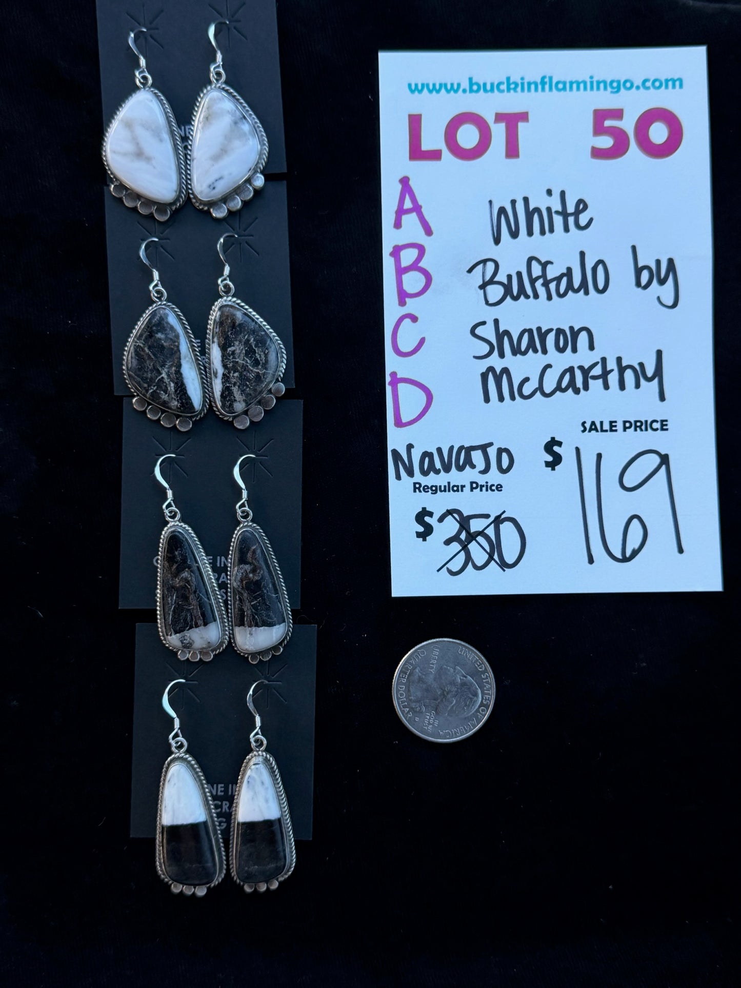LOT 50 A 8/16 White Buffalo by Sharon McCarthy, Navajo