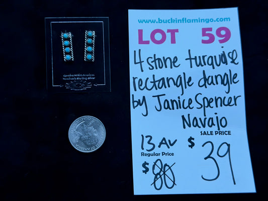 LOT 59 8/16 4 Stone Turquoise Rectangle Dangle by Janice Spencer, Navajo