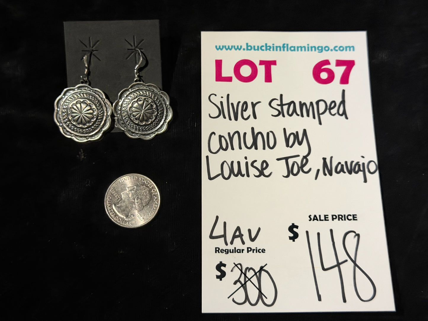 LOT 67 8/16 Silver Stamped Concho by Louise Joe, Navajo