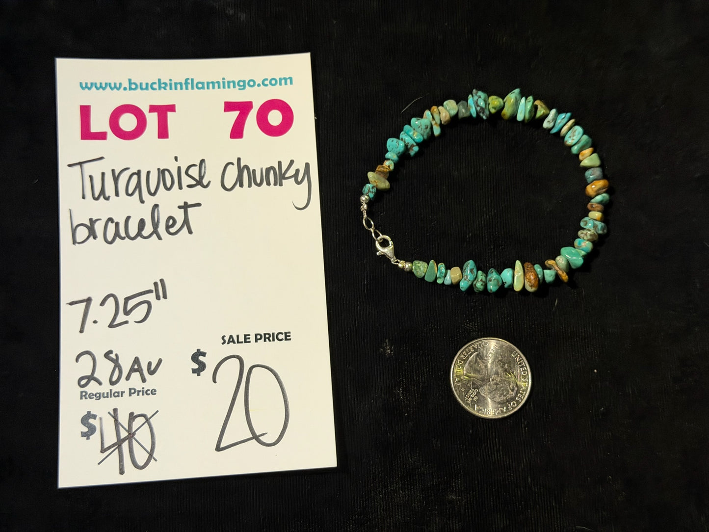 LOT 70 8/16 Turquoise Chunky Bracelet 7.25”